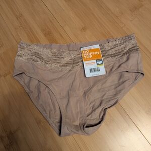 Warner's Lace Trim No Muffin Top Hipster Panties - Beige Cotton